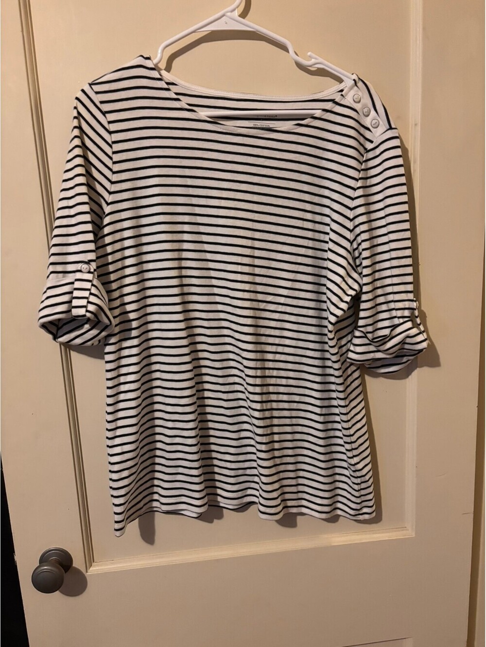 Christopher and Banks black white striped top Large